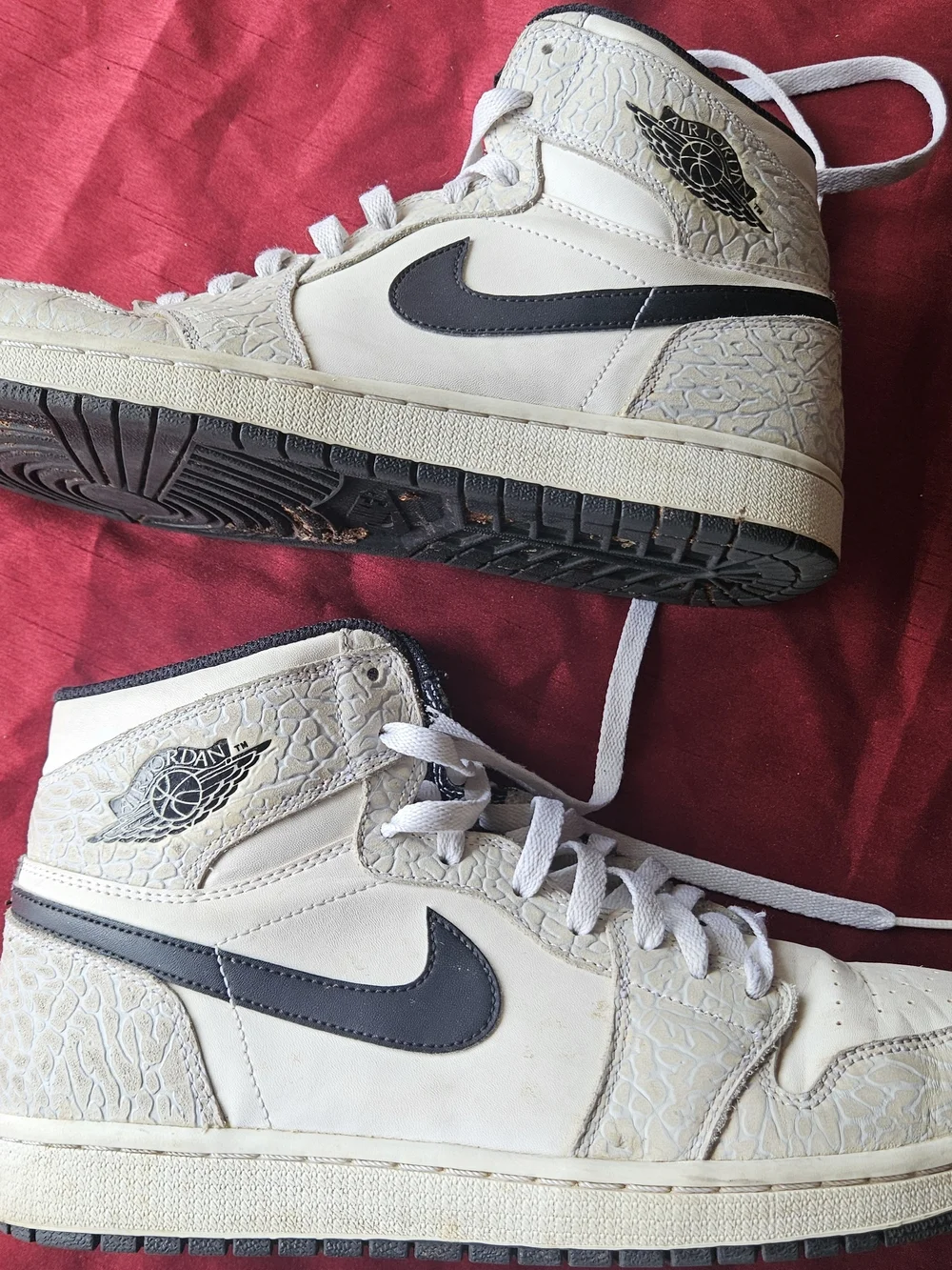 Air Jordan 1 Retro High Top White Elephant Print Adult 11 Shoes Sneakers RARE!